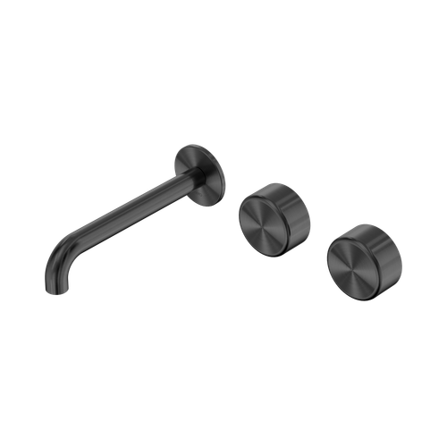 Serenity Wall Basin Set 185mm Offset Spout with Metal Handle Gunmetal [309225]