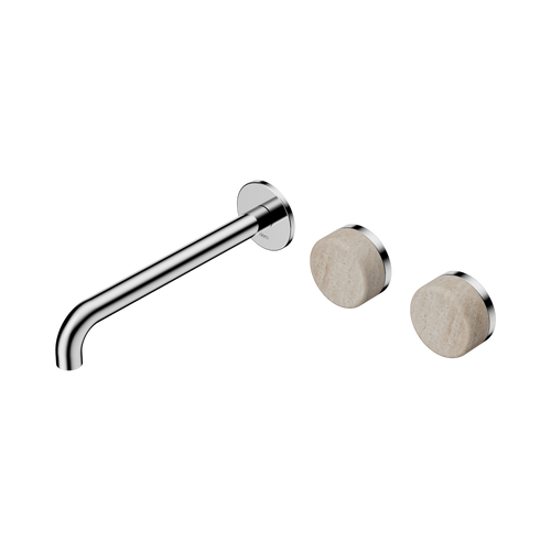 Serenity Wall Basin Set 220mm Offset Spout with Rome Travertine Handle Chrome [309247]