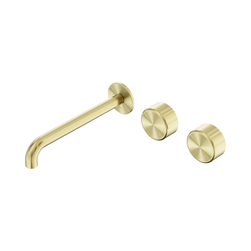 Serenity Wall Basin Set 220mm Offset Spout with Metal Handle Brushed Gold [309062]