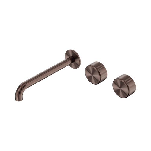 Serenity Wall Basin Set 220mm Offset Spout with Metal Handle Brushed Bronze [309235]