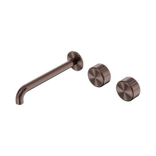 Serenity Wall Basin Set 220mm Offset Spout with Metal Handle Brushed Bronze [309235]