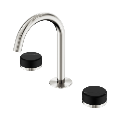 Serenity Basin Set Arc Spout with Marquina Black Handle Brushed Nickel [309227]