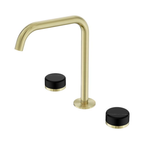 Serenity Bath or Kitchen Set Edge Spout with Marquina Black Handle Brushed Gold [309072]