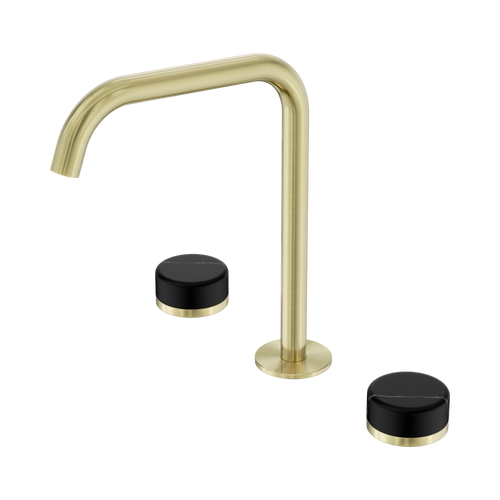 Serenity Bath or Kitchen Set Edge Spout with Marquina Black Handle Brushed Gold [309072]