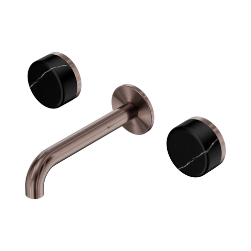 Serenity Wall Basin Set 160mm Spout with Marquina Black Handle Brushed Bronze [309182]