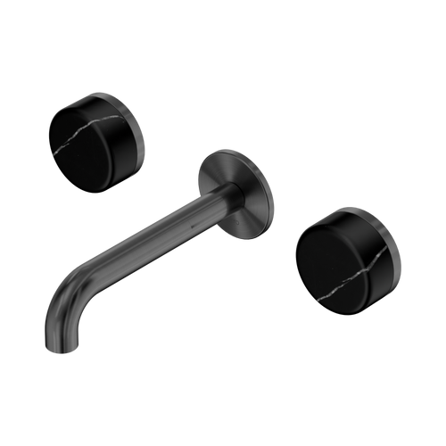 Serenity Wall Basin Set 160mm Spout with Marquina Black Handle Gunmetal [308925]