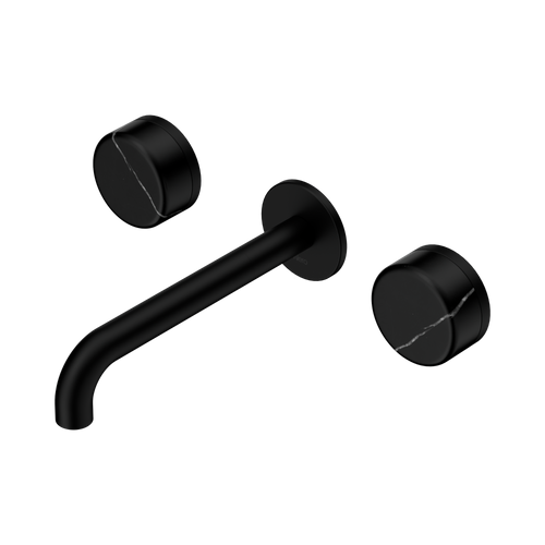 Serenity Wall Basin Set 185mm Spout with Marquina Black Handle Matte Black [308926]