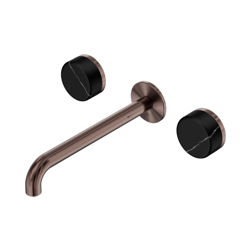 Serenity Wall Basin Set 220mm Spout with Marquina Black Handle Brushed Bronze [309242]