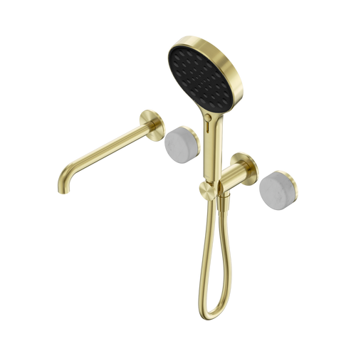 Serenity Progressive Shower System with Spout with Carrara Handle and Serenity Hand Shower Brushed Gold [309002]
