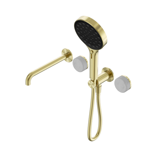 Serenity Progressive Shower System with Spout with Carrara Handle and Serenity Hand Shower Brushed Gold [309002]