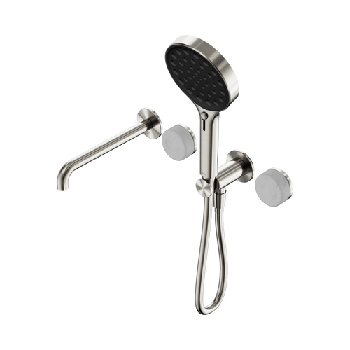Serenity Progressive Shower System with Spout with Carrara Handle and Serenity Hand Shower Brushed Nickel [308885]