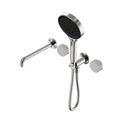 Serenity Progressive Shower System with Spout with Carrara Handle and Serenity Hand Shower Brushed Nickel [308885]