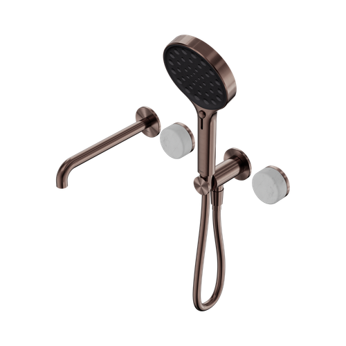 Serenity Progressive Shower System with Spout with Carrara Handle and Serenity Hand Shower Brushed Bronze [309088]