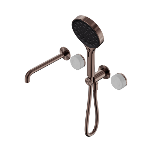 Serenity Progressive Shower System with Spout with Carrara Handle and Serenity Hand Shower Brushed Bronze [309088]