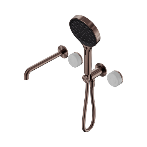 Serenity Progressive Shower System with Spout with Carrara Handle and Serenity Hand Shower Brushed Bronze [309088]