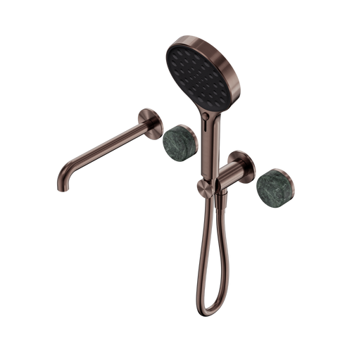 Serenity Progressive Shower System with Spout with Verde Alpi Handle and Serenity Hand Shower Brushed Bronze [308846]