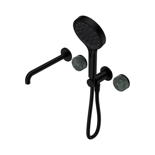 Serenity Progressive Shower System with Spout with Verde Alpi Handle and Serenity Hand Shower Matte Black [308986]