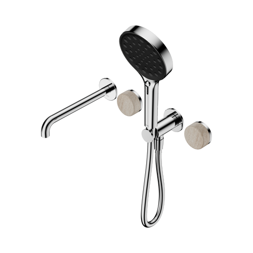 Serenity Progressive Shower System with Spout with Rome Travertine Handle and Serenity Hand Shower Chrome [308941]