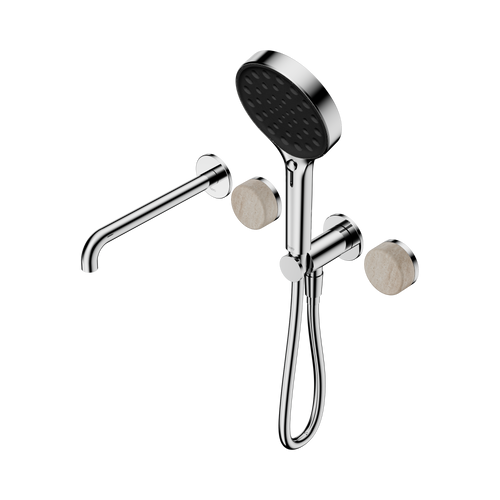 Serenity Progressive Shower System with Spout with Rome Travertine Handle and Serenity Hand Shower Chrome [308941]