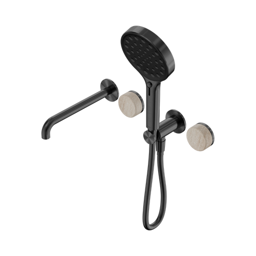 Serenity Progressive Shower System with Spout with Rome Travertine Handle and Serenity Hand Shower Gunmetal [308979]
