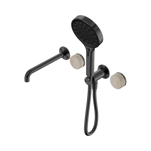 Serenity Progressive Shower System with Spout with Rome Travertine Handle and Serenity Hand Shower Gunmetal [308979]