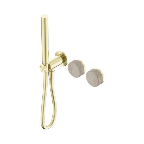 Serenity Progressive Shower System with Rome Travertine Handle and Slim Shower Brushed Gold [309132]