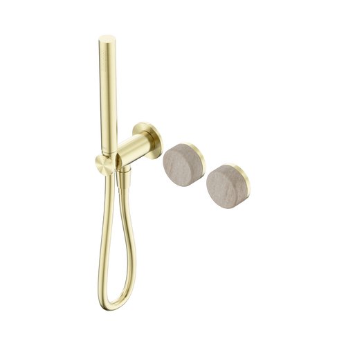 Serenity Progressive Shower System with Rome Travertine Handle and Slim Shower Brushed Gold [309132]