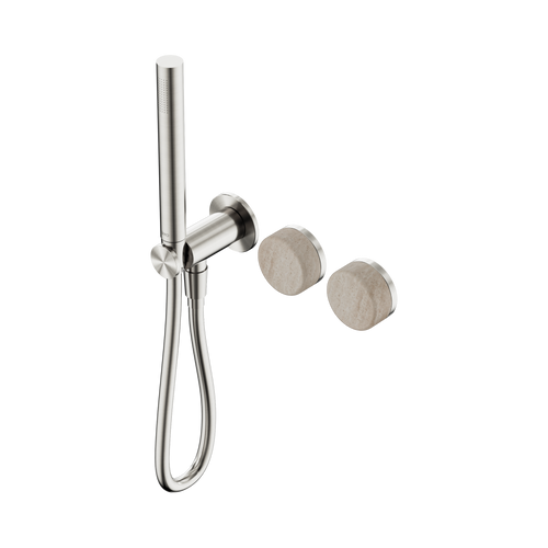 Serenity Progressive Shower System with Rome Travertine Handle and Slim Shower Brushed Nickel [308855]