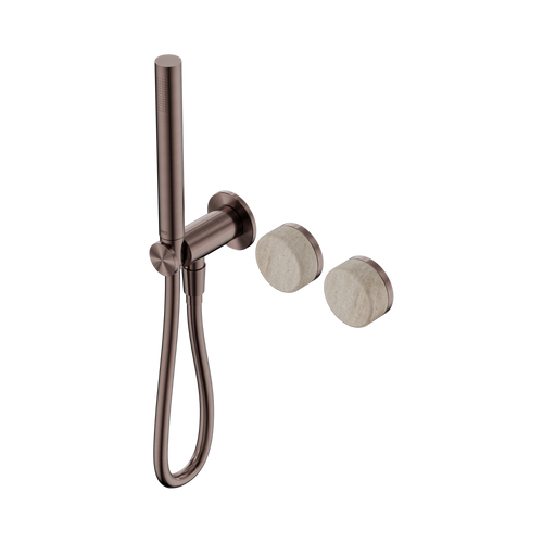 Serenity Progressive Shower System with Rome Travertine Handle and Slim Shower Brushed Bronze [309044]