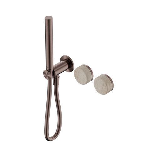 Serenity Progressive Shower System with Rome Travertine Handle and Slim Shower Brushed Bronze [309044]