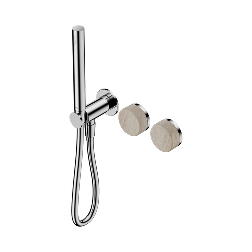 Serenity Progressive Shower System with Rome Travertine Handle and Slim Shower Chrome [309133]