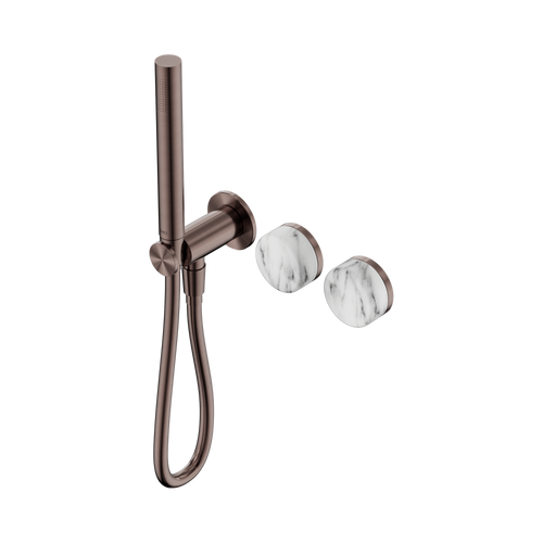 Serenity Progressive Shower System with Arabescato Corchia Handle and Slim Shower Brushed Bronze [308877]