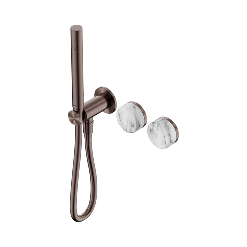 Serenity Progressive Shower System with Arabescato Corchia Handle and Slim Shower Brushed Bronze [308877]