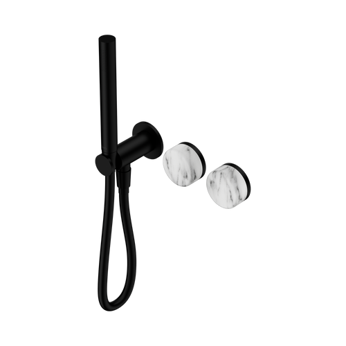 Serenity Progressive Shower System with Arabescato Corchia Handle and Slim Shower Matte Black [309086]