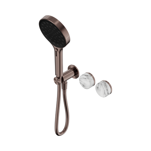 Serenity Progressive Shower System with Arabescato Corchia Handle and Serenity Hand Shower Brushed Bronze [309101]