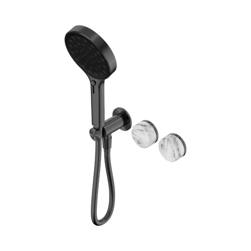 Serenity Progressive Shower System with Arabescato Corchia Handle and Serenity Hand Shower Gunmetal [308841]