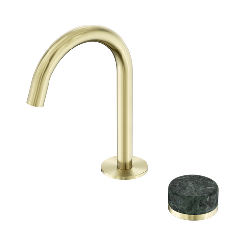 Serenity Progressive Basin Mixer Arc Spout with Verde Alpi Handle Brushed Gold [309066]