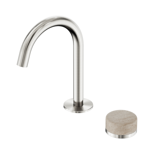 Serenity Progressive Basin Mixer Arc Spout with Rome Travertine Handle Brushed Nickel [309164]