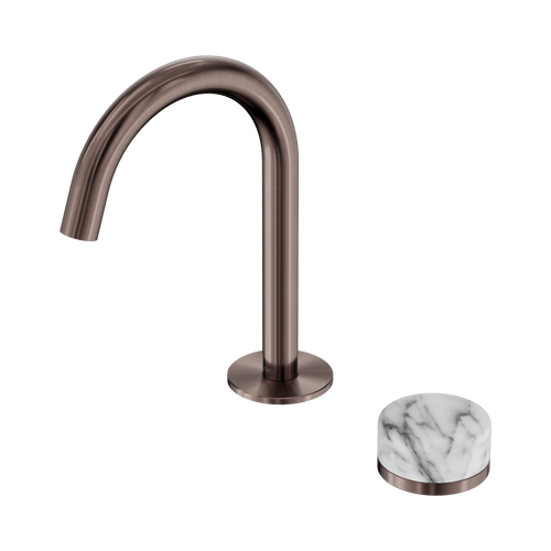 Serenity Progressive Basin Mixer Arc Spout with Arabescato Corchia Handle Brushed Bronze [309270]