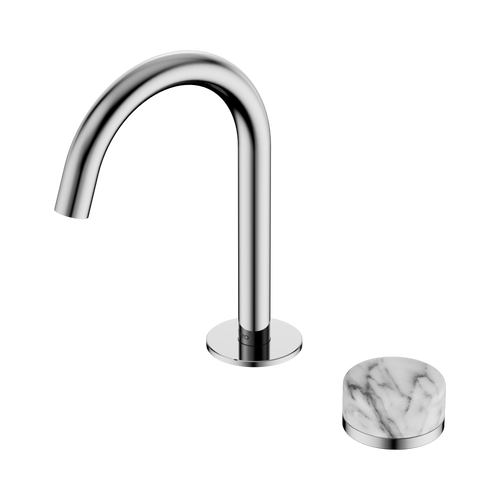 Serenity Progressive Basin Mixer Arc Spout with Arabescato Corchia Handle Chrome [308876]