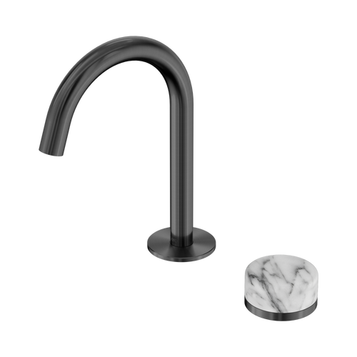 Serenity Progressive Basin Mixer Arc Spout with Arabescato Corchia Handle Gunmetal [309168]
