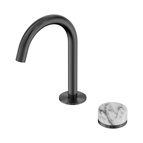 Serenity Progressive Basin Mixer Arc Spout with Arabescato Corchia Handle Gunmetal [309168]