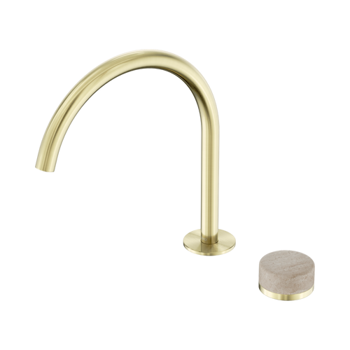Serenity Progressive Bath or Kitchen Mixer Arc Spout with Rome Travertine Handle Brushed Gold [309228]