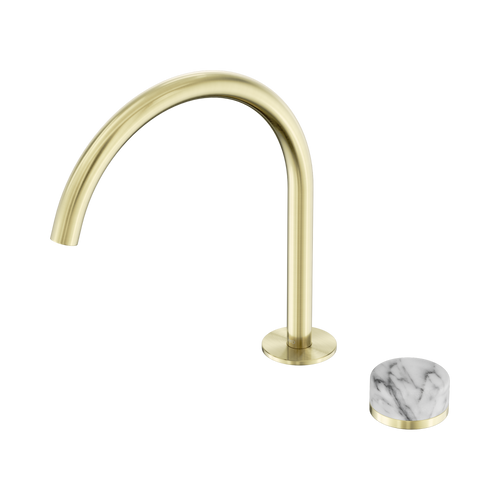 Serenity Progressive Bath or Kitchen Mixer Arc Spout with Arabescato Corchia Handle Brushed Gold [309205]