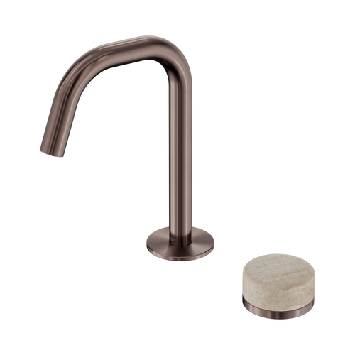 Serenity Progressive Basin Mixer Edge Spout with Rome Travertine Handle Brushed Bronze [308910]