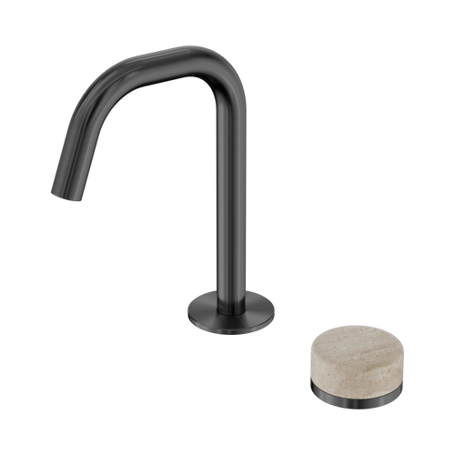 Serenity Progressive Basin Mixer Edge Spout with Rome Travertine Handle Gunmetal [309160]