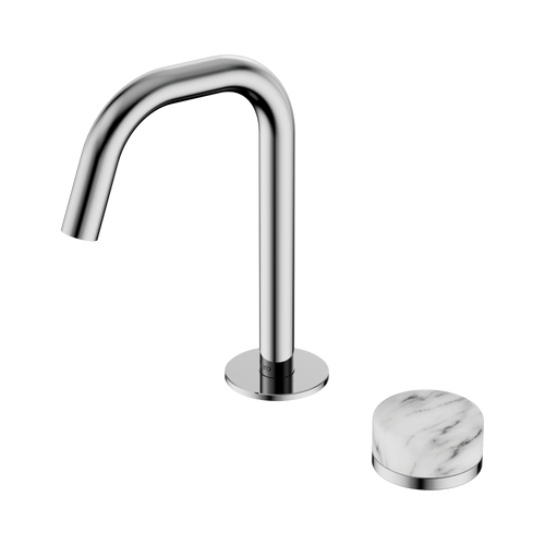 Serenity Progressive Basin Mixer Edge Spout with Arabescato Corchia Handle Chrome [308902]