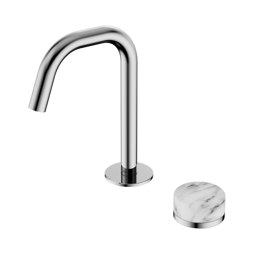 Serenity Progressive Basin Mixer Edge Spout with Arabescato Corchia Handle Chrome [308902]