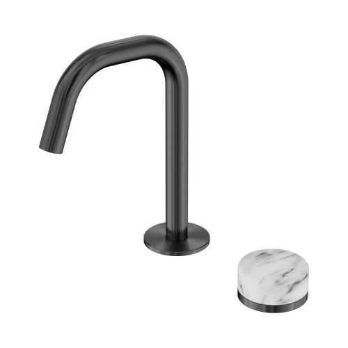 Serenity Progressive Basin Mixer Edge Spout with Arabescato Corchia Handle Gunmetal [309204]