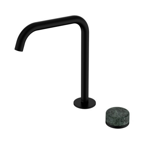 Serenity Progressive Bath or Kitchen Mixer Edge Spout with Verde Alpi Handle Matte Black [309047]